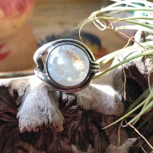 Sterling silver and moonstone ring..beautiful stone. Solid silver band design